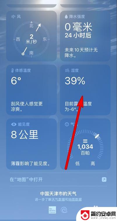 手机怎么看室内湿度 苹果手机天气信息中如何查看湿度情况